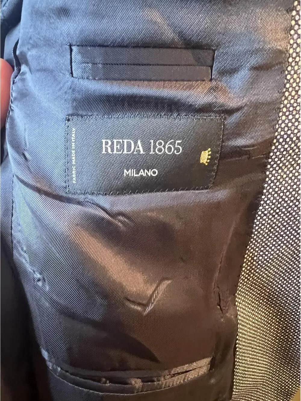 Reda 1865 Milano Italian Wool Sport Coal Blazer 40R Gray Birdseye Made in Italy